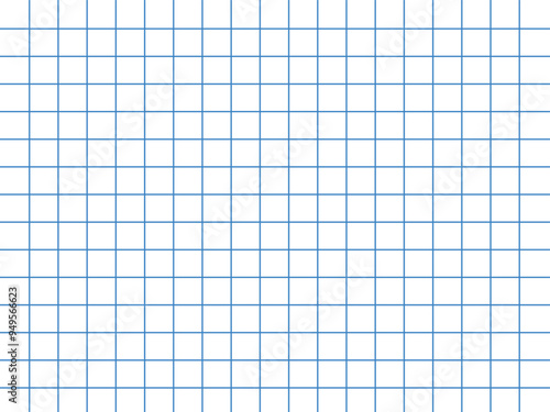 blue grid square graph line full page on white paper background