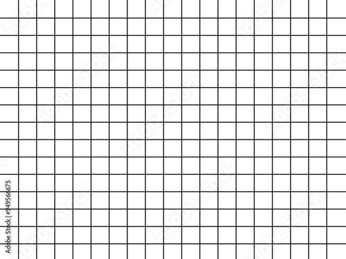black grid square graph line full page on white paper background