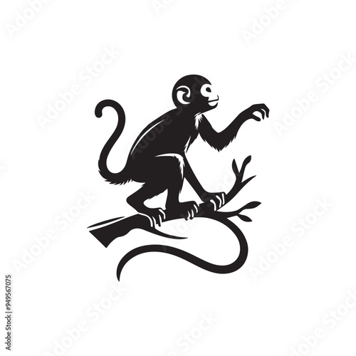 Silhouette of monkey. Animal genus of primates