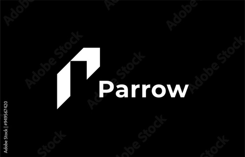 Logo Arrow and Letter P, Template creative design fintech, technology, arrow, growth and increase symbols icon. Editable file