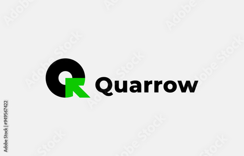Logo Arrow and Letter Q, Template creative design fintech, technology, arrow, growth and increase symbols icon. Editable file
