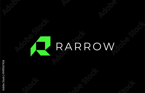 Logo Arrow and Letter R, Template creative design fintech, technology, arrow, growth and increase symbols icon. Editable file
