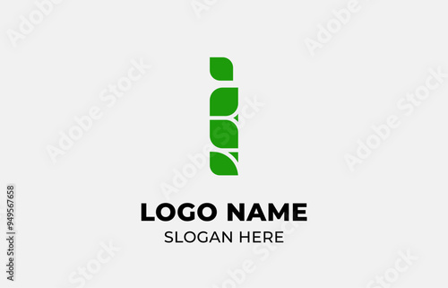Logo Leaf symbols and Letter I. Template design Nature, tree, go green and growth concept with icon. Editable file