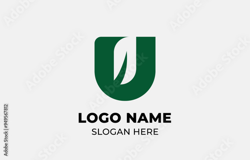 Logo Leaf symbols and Letter U. Template design Nature, tree, go green and growth concept with icon. Editable file