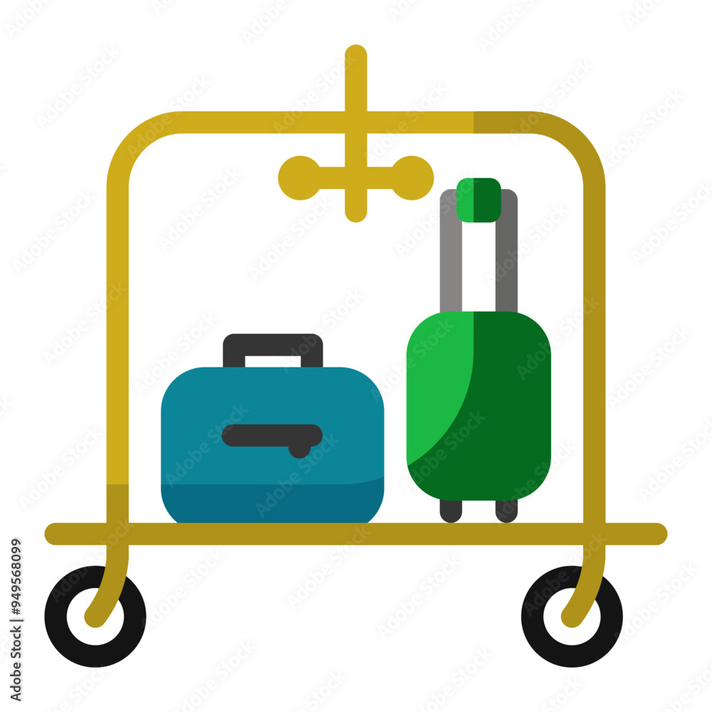 luggage cart icon in Flat Color Fill Style luggage cart icon in Flat Color Fill Style