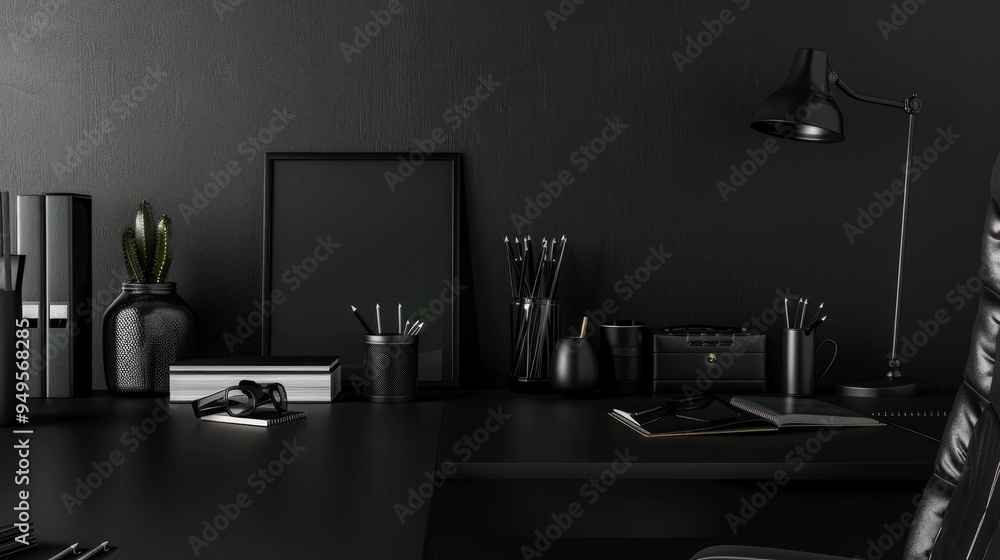 Minimalist Black and White Office Desk Setup