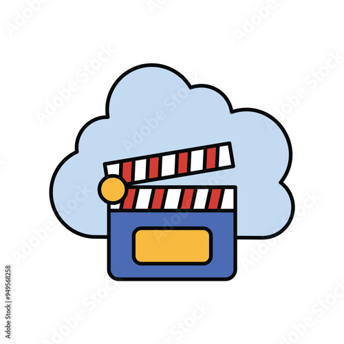 clapper color line icon with white background vector stock illustration