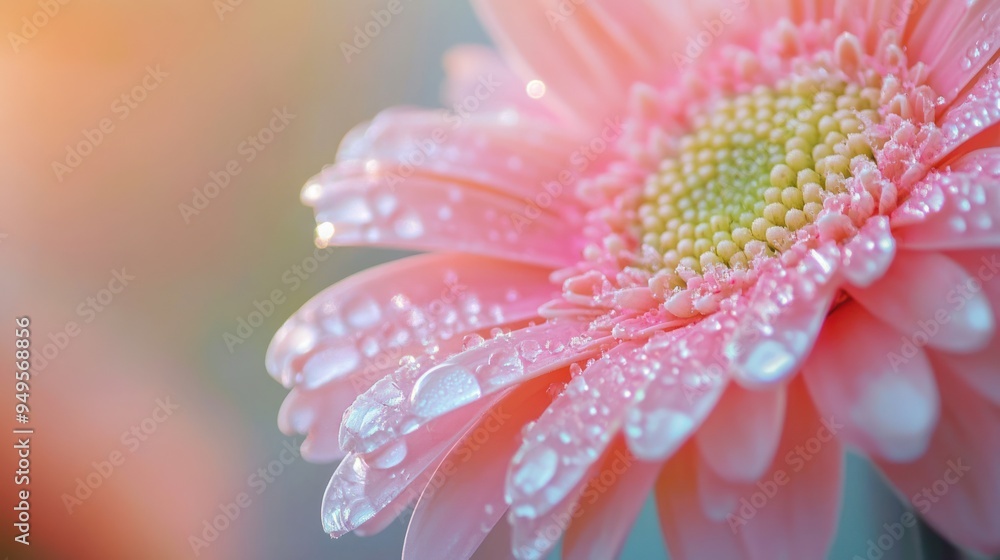 Pink Gerbera Daisy with Dew Drops Pink Gerbera Daisy with Dew Drops