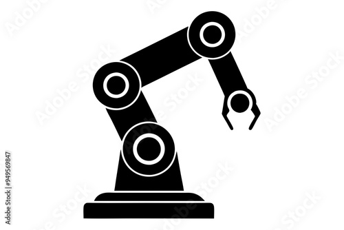 Robotic Arm Silhouette, Vector Illustration, Robotics Arm Design, Industrial Robotics Vector