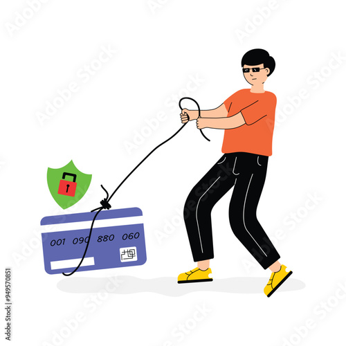 Creatively crafted card hacker flat illustration