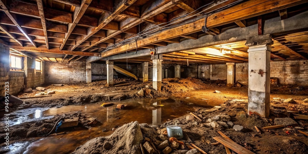 Dusty cobwebs cling to ancient wooden beams, illuminated by the faint glow of a distant light, in the eerie silence of an old house's forgotten crawlspace. Dusty cobwebs cling to ancient wooden beams, illuminated by the faint glow of a distant light, in the eerie silence of an old house's forgotten crawlspace.