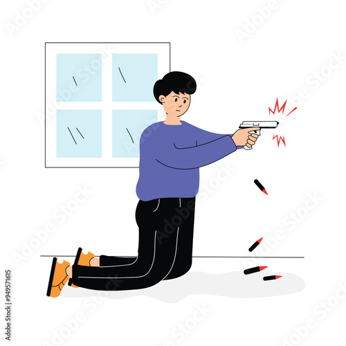 Firing flat illustration, ready for premium use