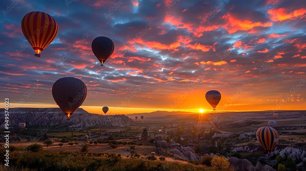 Naklejka premium Hot air balloon wallpaper