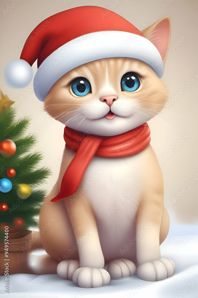 Christmas kitty in santa hat Christmas kitty in santa hat