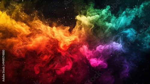 Vibrant abstract smoke design blending multiple colors with a cosmic touch, perfect for artistic and creative projects.