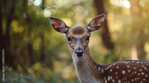 Plakat A deer in the forest close up