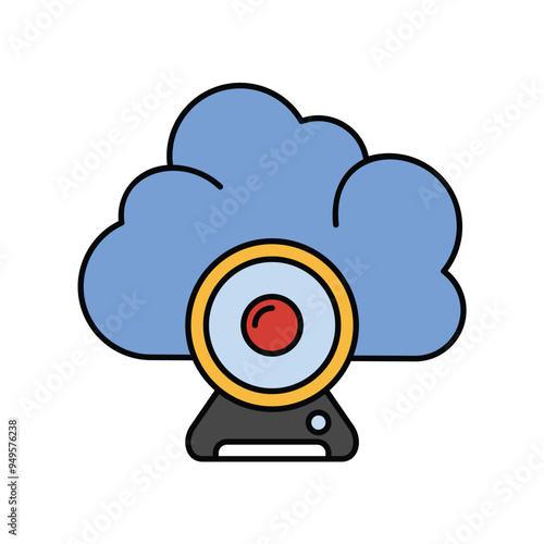 web cam color line icon with white background vector stock illustration