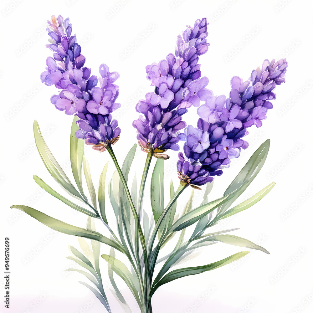 Naklejka premium lavender bouquet watercolor clipart illustration isolated on white background