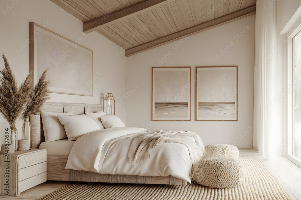 Coastal Bedroom with Modern Vibe in Ultra-Realistic Coastal Bedroom with Modern Vibe in Ultra-Realistic