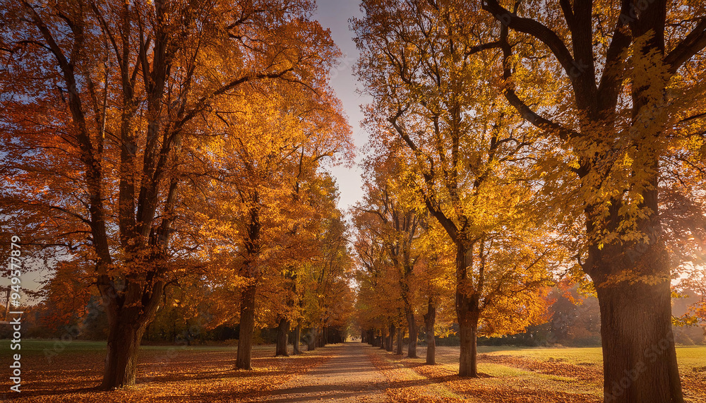 Fototapeta premium 紅葉した並木道