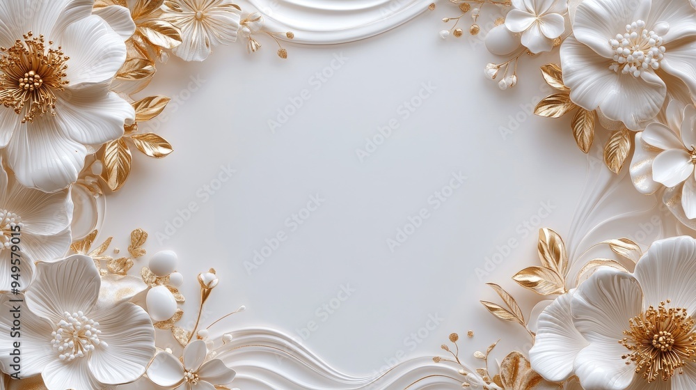 Luxurious banner template in white and gold with intricate floral design Luxurious banner template in white and gold with intricate floral design