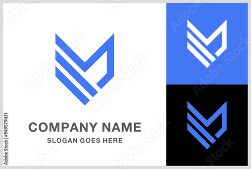 Monogram Letter M Geometric Square Cube Business Company Stock Vector Logo Design Template