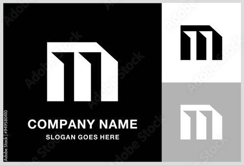 Monogram Letter M Geometric Square Cube Business Company Stock Vector Logo Design Template
