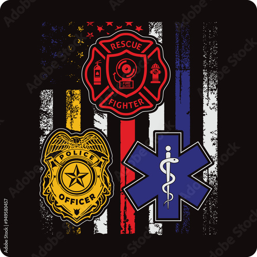 I Support First Responders T-shirt Police Firefighter Emt T-shirt American Flag Usa