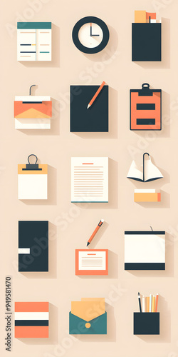 Vector Set of Office Icons photo