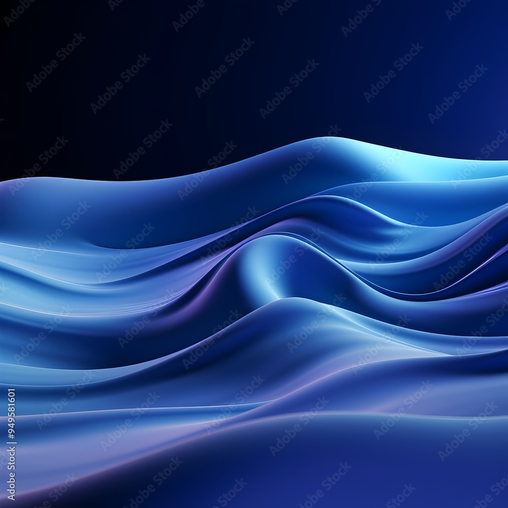 Fototapeta premium Mesmerizing 3D Gradient Waves in Shimmering Blues