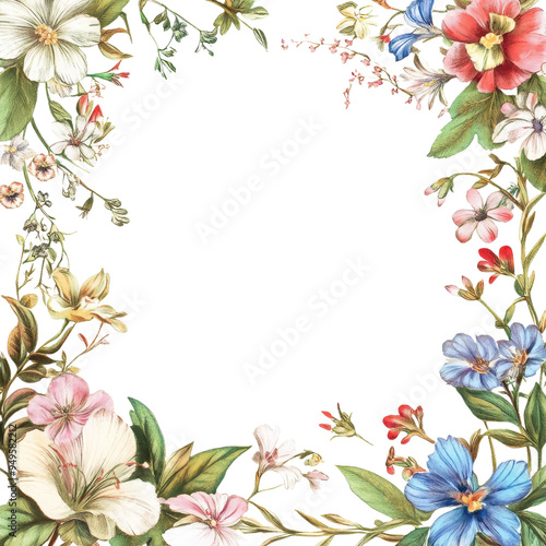 Elegant Floral Frame Isolated on Transparent Background, Perfect for Wedding Invitations and Seasonal Greeting Cards