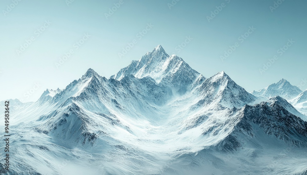 Snow-Covered Mountain Range Under a Clear Blue Sky Snow-Covered Mountain Range Under a Clear Blue Sky