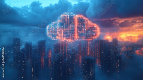 Cloud Computing Over Cityscape