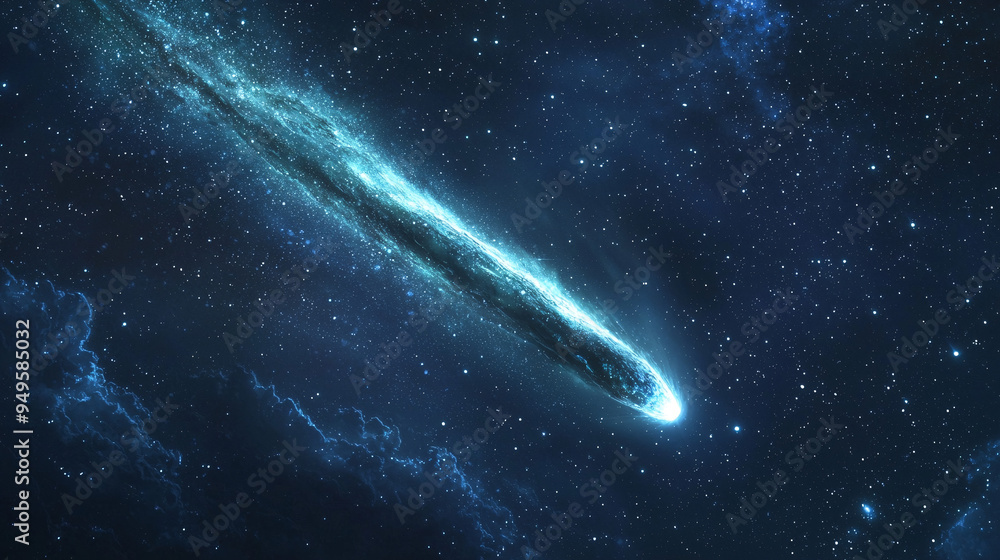 A high-resolution digital camera capturing the intricate details of a comet streaking across the night sky, emphasizing the stunning celestial event A high-resolution digital camera capturing the intricate details of a comet streaking across the night sky, emphasizing the stunning celestial event