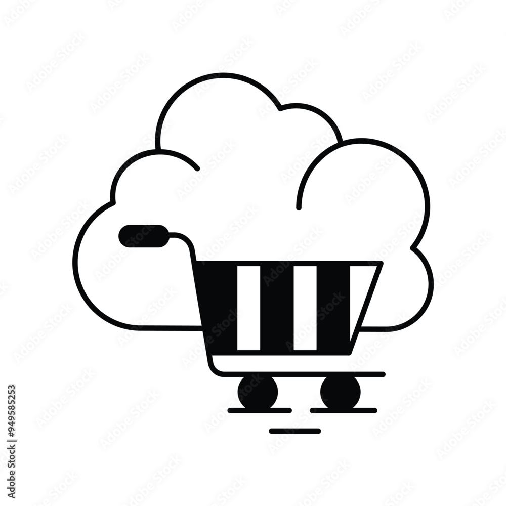trolley glyph icon with white background vector stock illustration trolley glyph icon with white background vector stock illustration