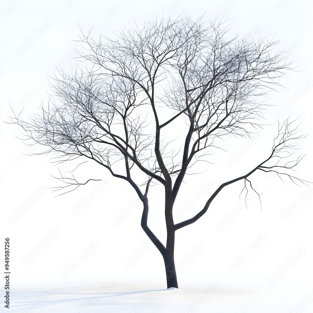 Dry trees leafless standing white backgrounds 3d render 