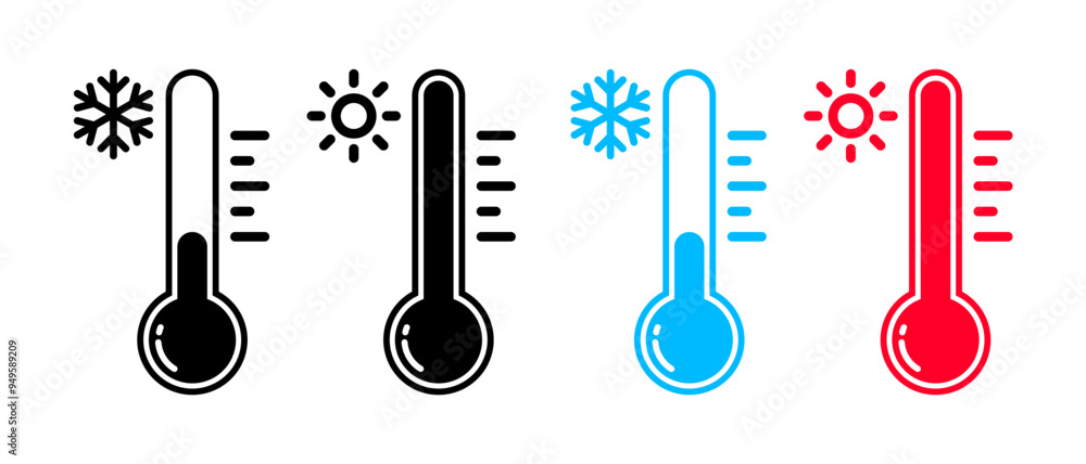 vector of hot and cold temperature thermometers vector of hot and cold temperature thermometers