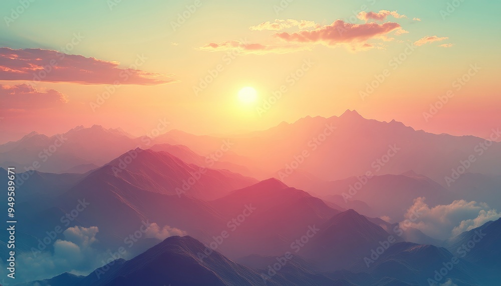 Mountain Range Silhouetted Against a Vibrant Sunset Mountain Range Silhouetted Against a Vibrant Sunset