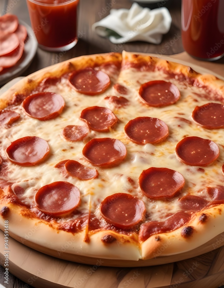 Delicious pizza on a table ready to eat Delicious pizza on a table ready to eat