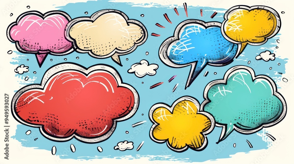 Obraz premium Hand drawn speech bubbles, vector eps10 illustration