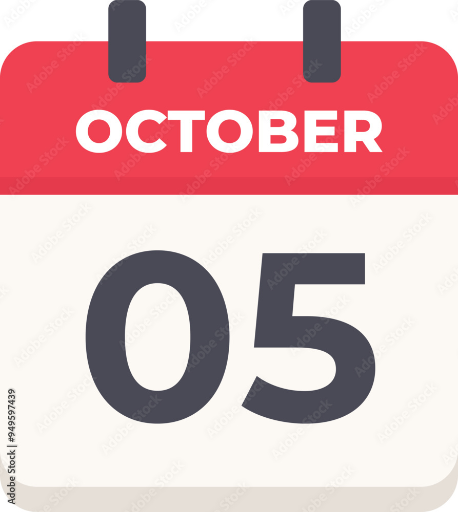 October 05 - Daily Calendar Icon in flat design style October 05 - Daily Calendar Icon in flat design style