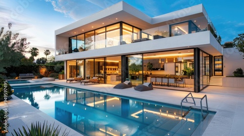 Luxury modern house with pool.