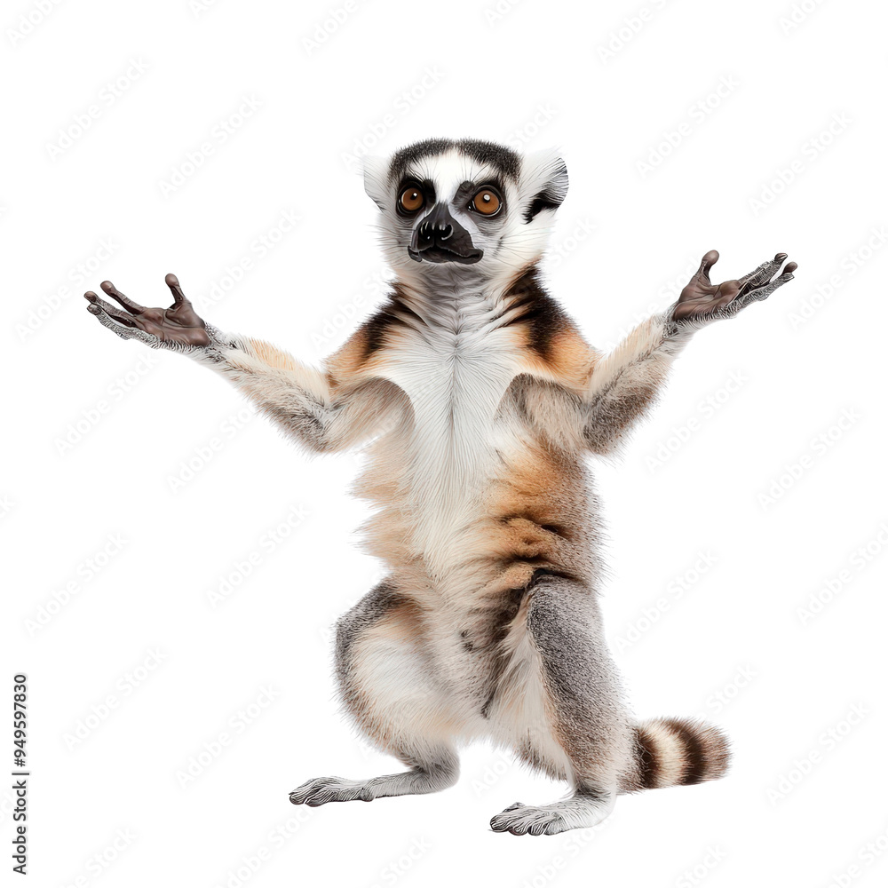 Fototapeta premium Lemur isolated on a white background as transparent