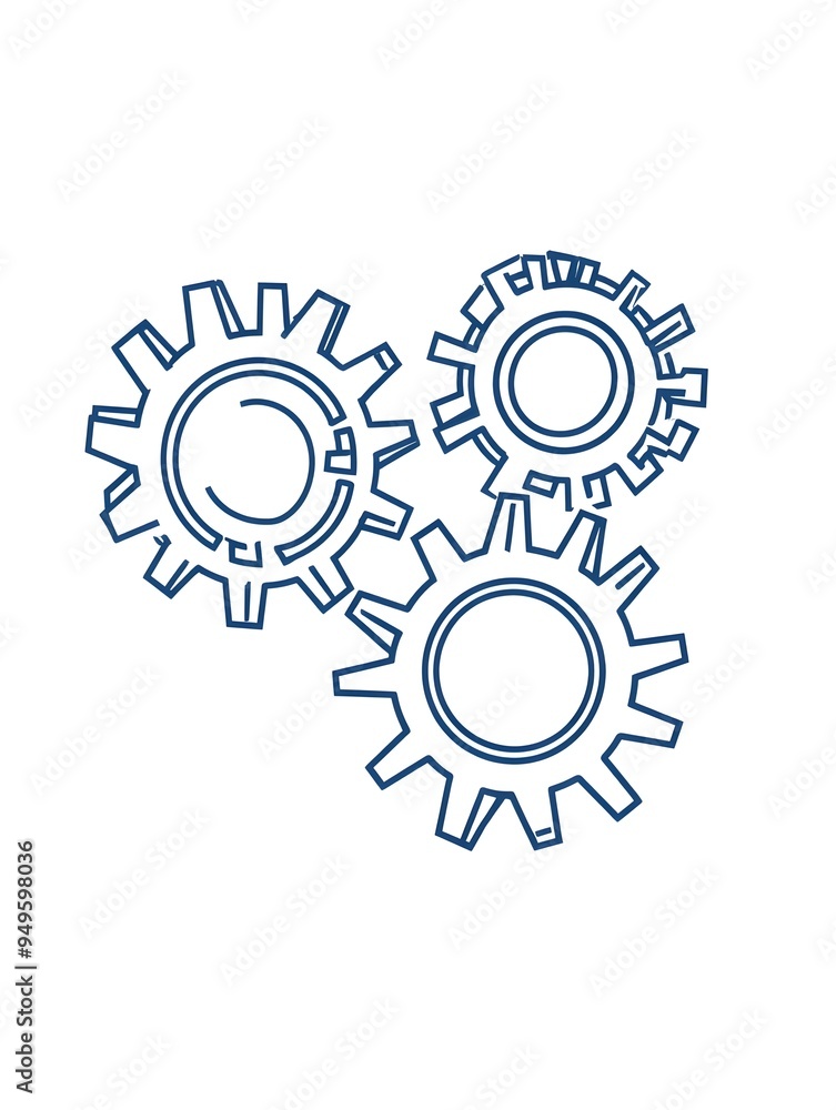 One continuous line illustration of gears wheels. Three cogwheels in lineart style. Editable stroke. Symbol of teamwork, development, logo, emblem. Creative concept of business teamwork. Vector One continuous line illustration of gears wheels. Three cogwheels in lineart style. Editable stroke. Symbol of teamwork, development, logo, emblem. Creative concept of business teamwork. Vector