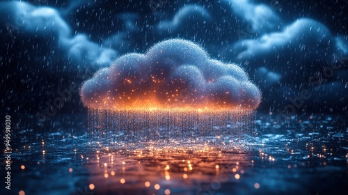 Glowing Cloud with Rain