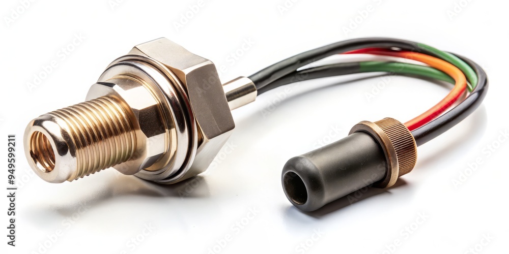 a photo image of a typical automotive component showing the internal structure of a knock sensor including connections and wires surrounding a sensitive quartz crystal a photo image of a typical automotive component showing the internal structure of a knock sensor including connections and wires surrounding a sensitive quartz crystal