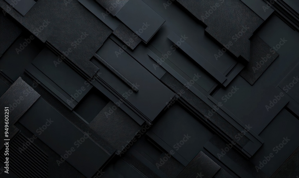 Abstract geometric black background with diagonal stripes, shapes. Futuristic technology style. Minimal design. 3d effect. Abstract geometric black background with diagonal stripes, shapes. Futuristic technology style. Minimal design. 3d effect.