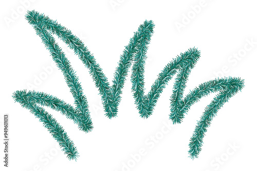 Tinsel grass. Green bush thickets. Color vector illustration. Plush green lawn. Vegetation for lawn. Isolated white background. Idea for web design.