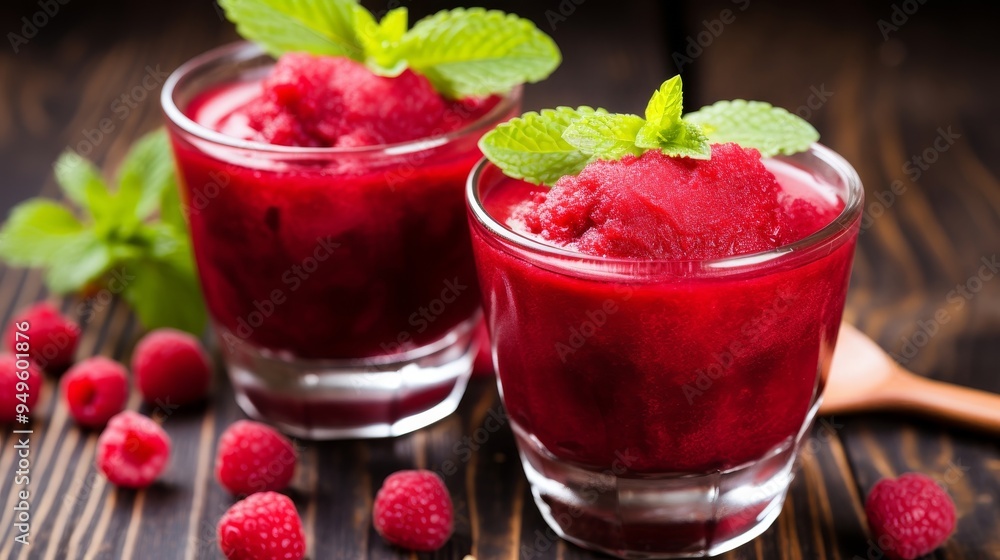 Raspberry Sorbet with Fresh Mint: A Refreshing Summer Treat Raspberry Sorbet with Fresh Mint: A Refreshing Summer Treat