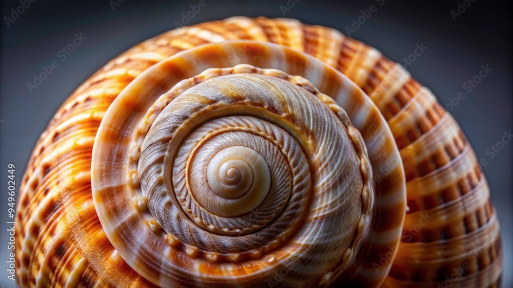 A macro shot of a vibrant, spiral sea shell, highlighting its intricate texture and patterns, with cool, muted studio lighting, exuding curiosity, a realistic photo image. A macro shot of a vibrant, spiral sea shell, highlighting its intricate texture and patterns, with cool, muted studio lighting, exuding curiosity, a realistic photo image.